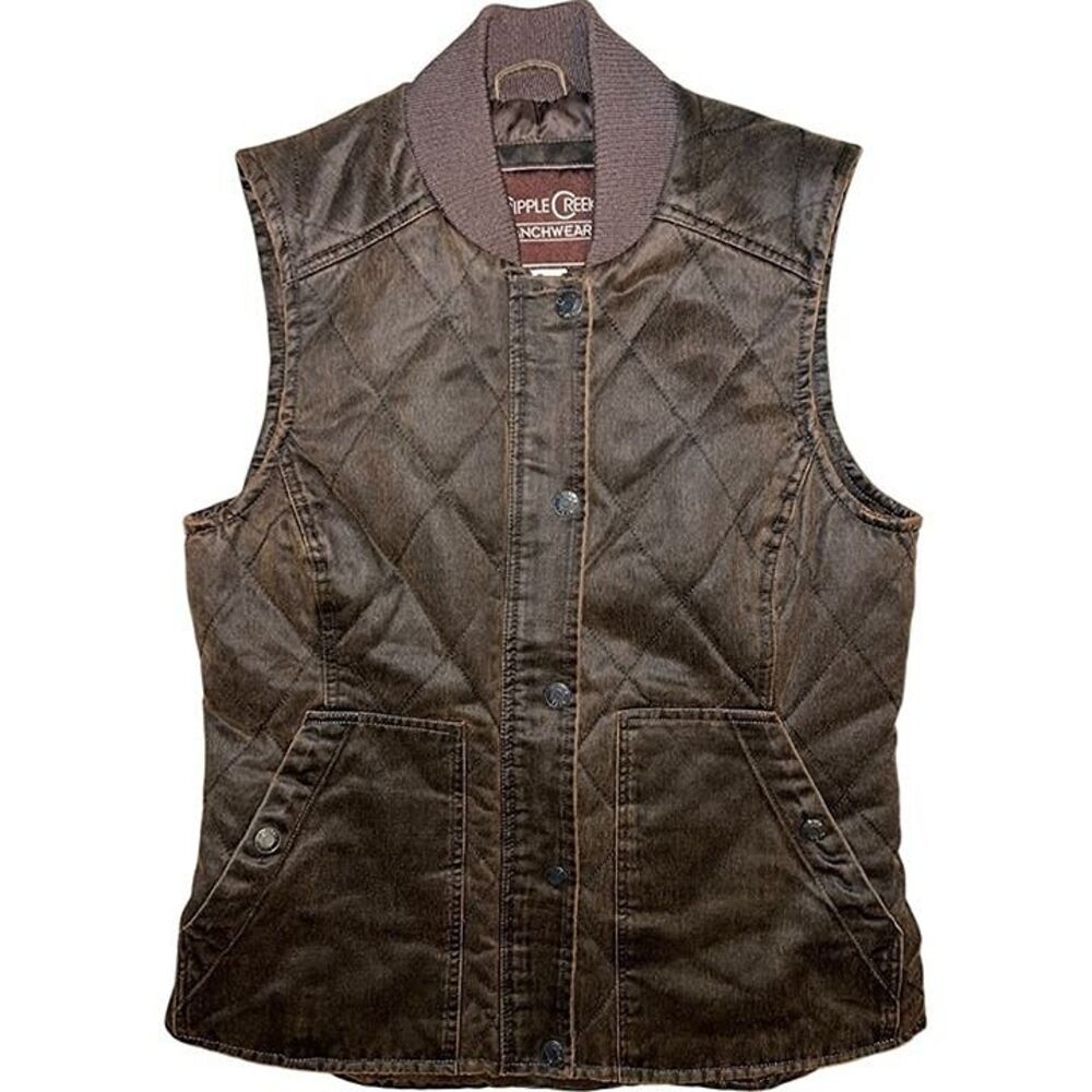 Women's Dark Brown Cripple Creek Concealed Carry Quilted Button Front Vest Sz M